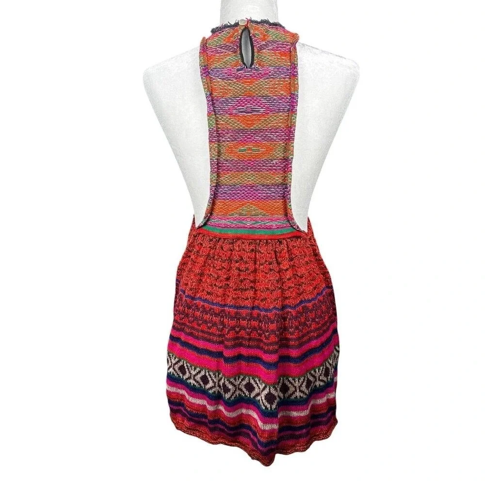 Free People Womens Boho Crochet Knit Open Back Apron Tank Top XS Summer Festival